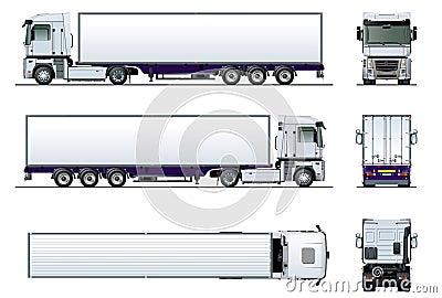 Vector cargo semi truck mockup isolated on white Vector Illustration