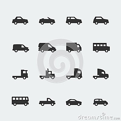 Vector cars / vehicles mini icons Vector Illustration