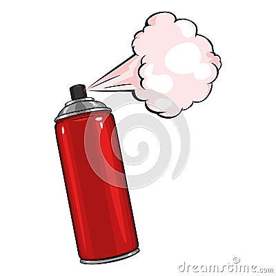 Vector Cartoon Aerosol Spray with Red Paint Vector Illustration