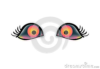 Vector cartoon angry evil eyes.Don`t touch me. Stock Photo