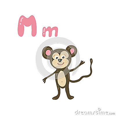 Vector cartoon animal with alphabet letter M Vector Illustration