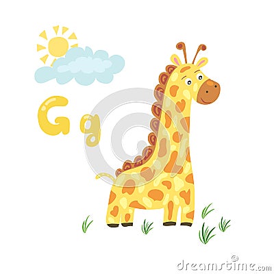 Vector cartoon animal with alphabet letter Vector Illustration