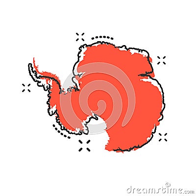 Vector cartoon Antarctica map icon in comic style. Antarctica si Vector Illustration