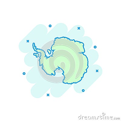 Vector cartoon Antarctica map icon in comic style. Antarctica si Vector Illustration