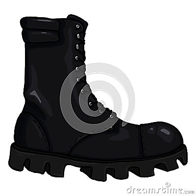 Vector Cartoon Army Boots. High Military Shoes Vector Illustration