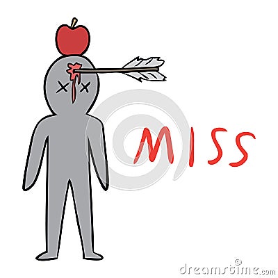 Vector cartoon arrow miss Vector Illustration