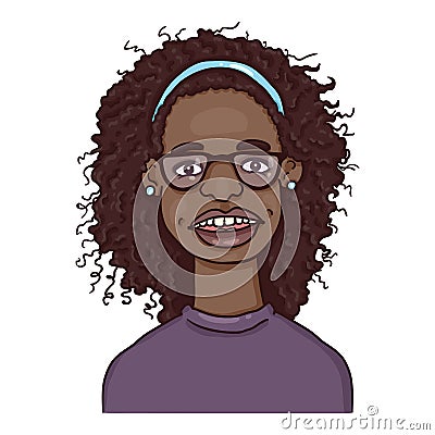 Vector Cartoon Avatar - African American Girl Vector Illustration