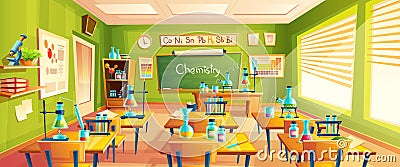 Vector cartoon illustration of school classroom Vector Illustration