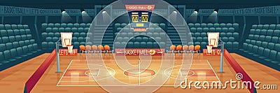 Vector cartoon background of empty basketball court Vector Illustration
