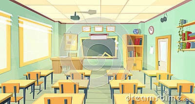 Vector cartoon illustration of school classroom Vector Illustration