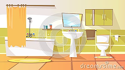 Vector cartoon bathroom interior background Vector Illustration