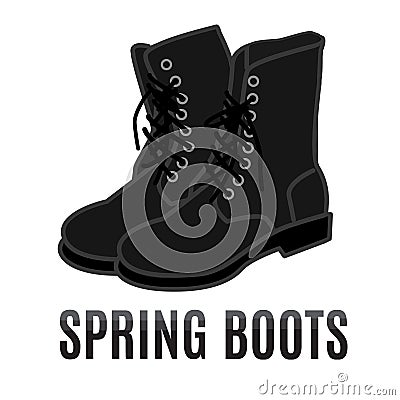 Vector cartoon black army boots Vector Illustration