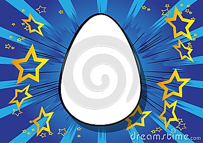 Cartoon blank Easter egg, holiday sign on comic book background Vector Illustration