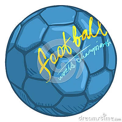 Vector Cartoon Blue Ball for Soccer. European Football Vector Illustration