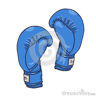 Vector Cartoon Blue Boxing Gloves Vector Illustration