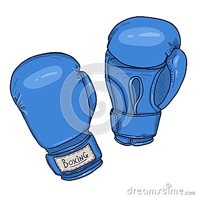 Vector Cartoon Blue Boxing Gloves Vector Illustration