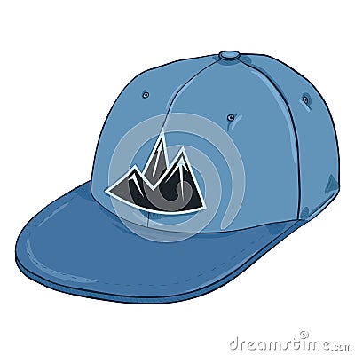 Vector Cartoon Retro Baseball Cap with Flat Peak. Hip-hop Headwear. Vector Illustration