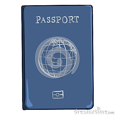 Vector Cartoon Blue International Passport Vector Illustration