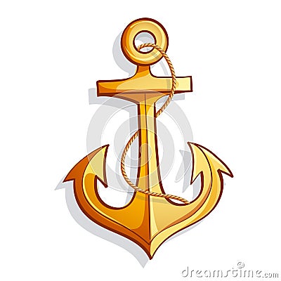 Vector cartoon bright yellow marine anchor Vector Illustration