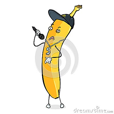 Vector Cartoon Character - Banana Rapper Vector Illustration