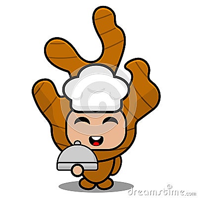 Chef ginger spice mascot costume Vector Illustration