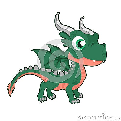 Cute dragon cartoon character illustration Vector Illustration