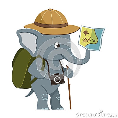 Vector cartoon character illustration of a cute little elephant Vector Illustration