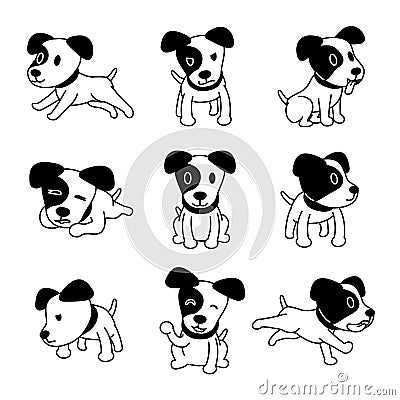 Vector cartoon character jack russell terrier dog poses set Vector Illustration