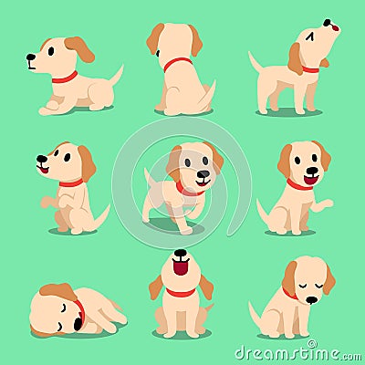 Vector cartoon character labrador dog poses Vector Illustration