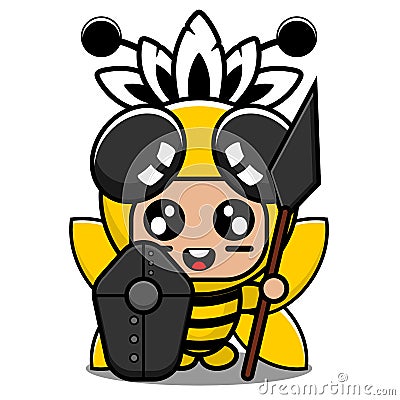 Native hairdresser bee animal mascot costume Vector Illustration