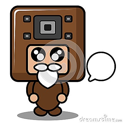 Doodle speaker mascot costume with chat bubbles Vector Illustration