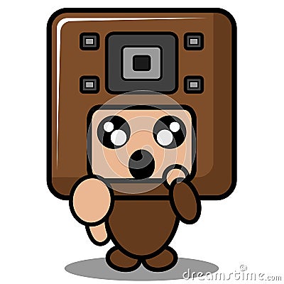 Doodle speaker mascot costume thumbs down Vector Illustration