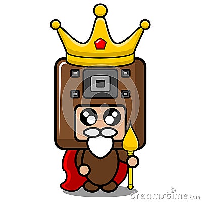 doodle speaker king mascot costume Vector Illustration