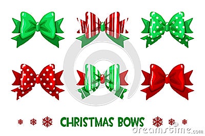 Vector cartoon christmas green-red gift bows Vector Illustration