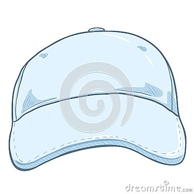 Vector Cartoon Classic Blank Baseball Cap. Front View. Vector Illustration