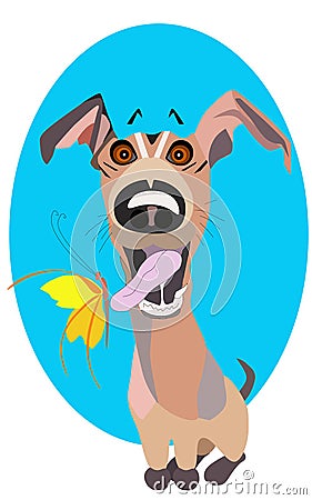 Vector cartoon clip art illustration of a cute and happy puppy. Vector Illustration