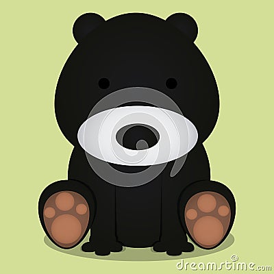 Vector Cartoon Cute Black Bear Sitting Isolated Vector Illustration