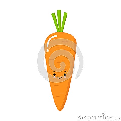 Vector Cartoon Cute Carrot Icon Isolated On White Background Vector Illustration