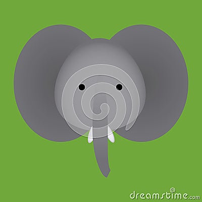 Vector Cartoon Cute Elephant Face Icon Isolated Stock Photo