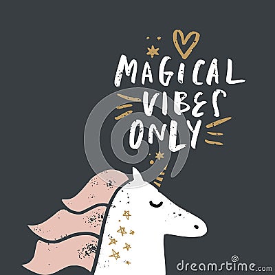 Vector cartoon cute hand drawn unicorn applique Cartoon Illustration