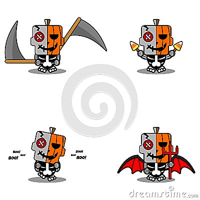 Voodoo doll pumpkin st bundle halloween Vector Illustration