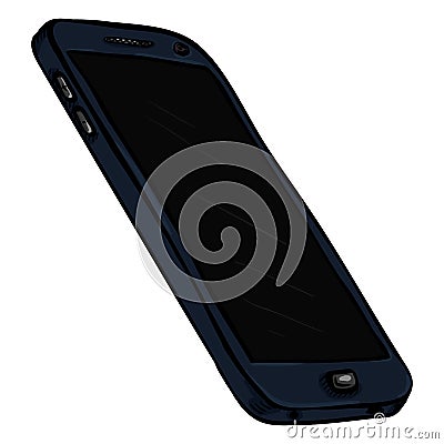 Vector Cartoon Dark Blue Mobile Phone. Cellphone. Vector Illustration