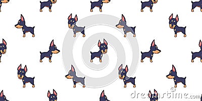 Vector cartoon doberman dog seamless pattern background Vector Illustration