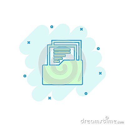 Vector cartoon document icon in comic style. Archive data file s Vector Illustration