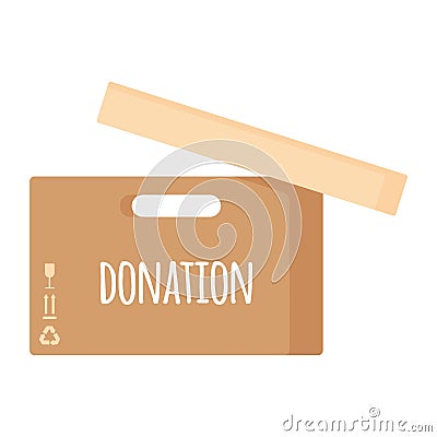 Vector cartoon donation cardboard box Vector Illustration