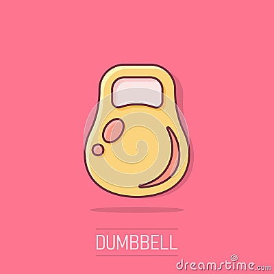 Vector cartoon dumbbell fitness gym icon in comic style. Barbell concept illustration pictogram. Bodybuilding sport business Vector Illustration