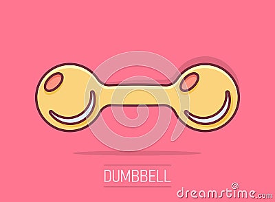 Vector cartoon dumbbell fitness gym icon in comic style. Barbell concept illustration pictogram. Bodybuilding sport business Vector Illustration