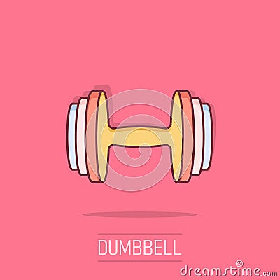 Vector cartoon dumbbell fitness gym icon in comic style. Barbell concept illustration pictogram. Bodybuilding sport business Vector Illustration