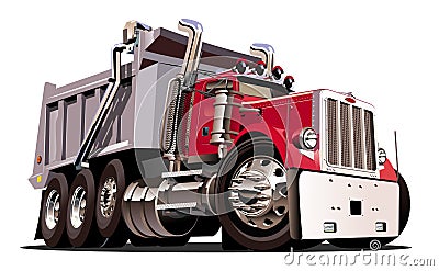 Vector Cartoon Dump Truck Vector Illustration