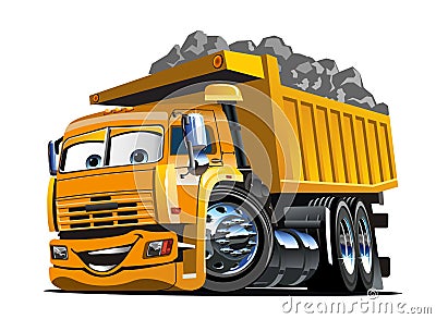 Vector Cartoon Dump Truck Vector Illustration